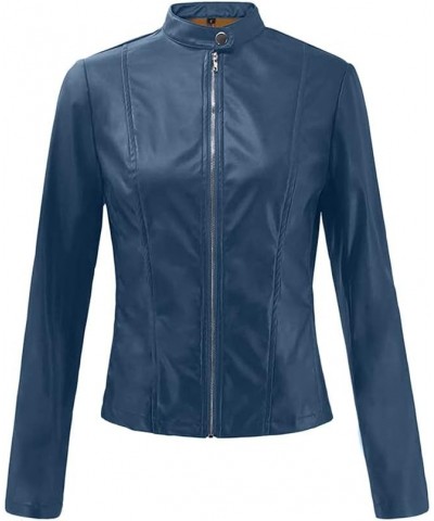 Women Jacket Coat Faux Leather Coats Zip Long Sleeve Cardigan Biker Motor Aviator Jackets Short Punk Cropped Outwear Coats fo...