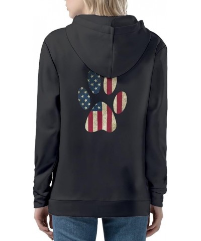 with Zipper Women Hooded Sweatshirt, Long Sleeve Slim Fit Casual Women Tops Hoodies with Adjustable Drawstring American Flag ...