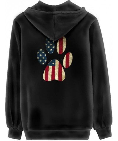 with Zipper Women Hooded Sweatshirt, Long Sleeve Slim Fit Casual Women Tops Hoodies with Adjustable Drawstring American Flag ...