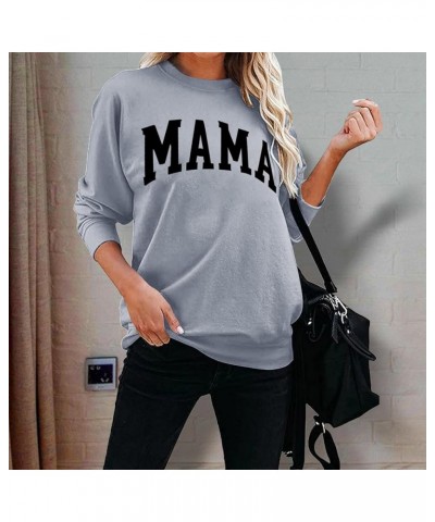 Women's Mama Sweatshirt,Womens Mama Crewneck Sweatshirt Mama Letter Print Long Sleeve Loose Fashion Pullover Top 11 $16.06 Ho...