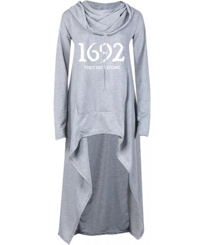 Womens Vintage Cloak Long Sleeve High-Low Hooded Pullover Long Sleeve Hoodies with Thumb Holes Pockets Sweatshirts Grey02 $8....