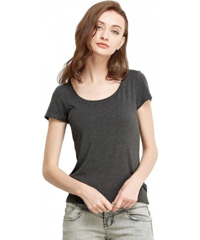 Women's Mini-Ribbed Stretch Scoop Neck T-Shirt Black X-Large (US 16 18) Medium 1 X Dark Gray $10.82 T-Shirts