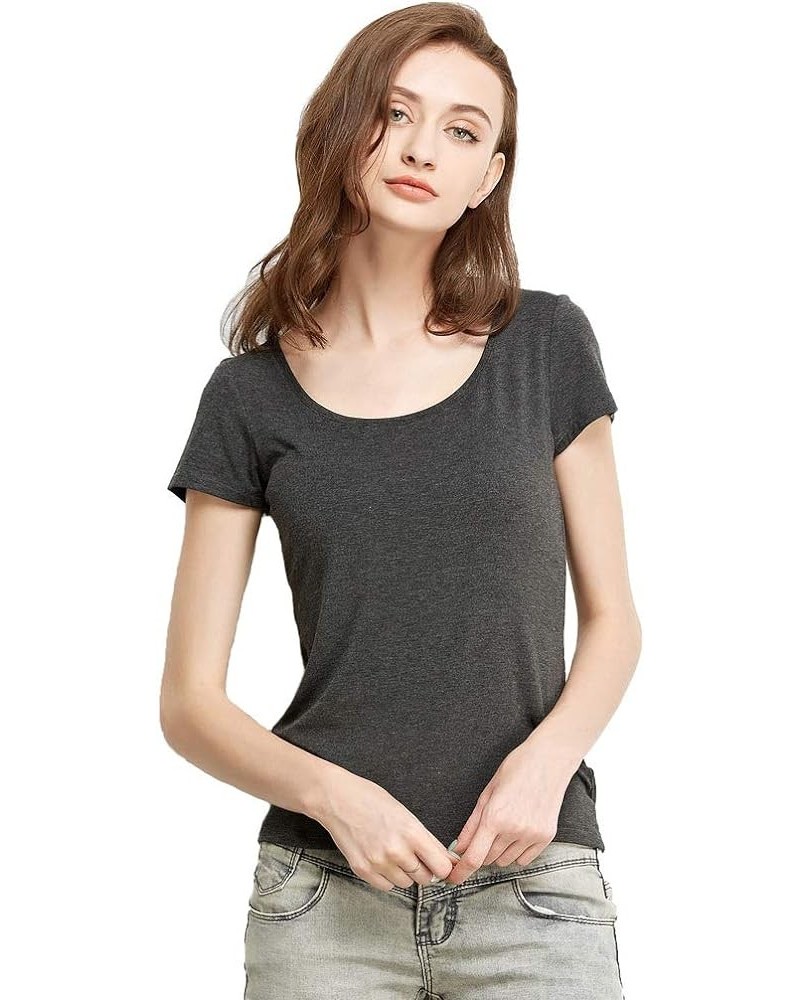 Women's Mini-Ribbed Stretch Scoop Neck T-Shirt Black X-Large (US 16 18) Medium 1 X Dark Gray $10.82 T-Shirts