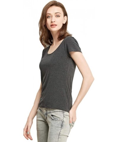 Women's Mini-Ribbed Stretch Scoop Neck T-Shirt Black X-Large (US 16 18) Medium 1 X Dark Gray $10.82 T-Shirts