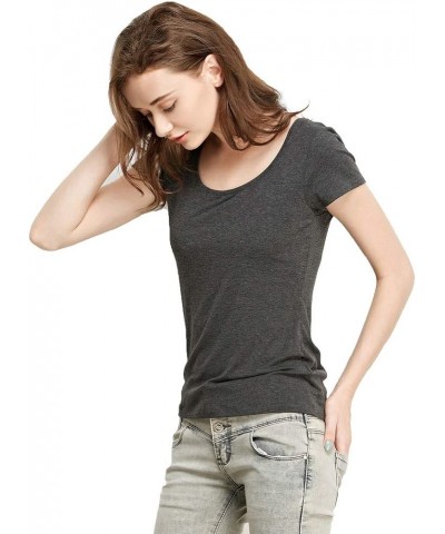 Women's Mini-Ribbed Stretch Scoop Neck T-Shirt Black X-Large (US 16 18) Medium 1 X Dark Gray $10.82 T-Shirts