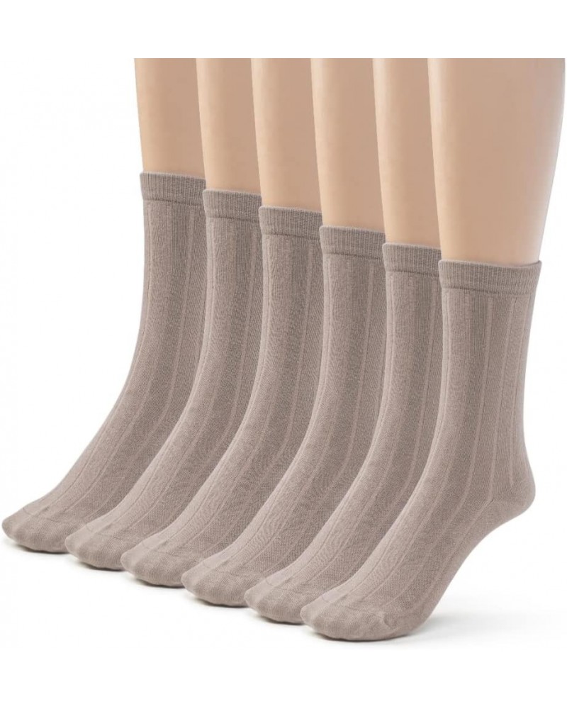 Rayon from Bamboo Seamless Crew Socks for Boys Girls, 3 or 6 Pk Everyday School Uniform Socks Khaki (6 Pack) $10.54 Socks