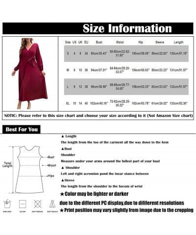 Women's Summer Dress Temperament V-Neck Large Swing Pleated Long Sleeve Dress Casual Cocktail Dresses Pastel $11.19 Dresses