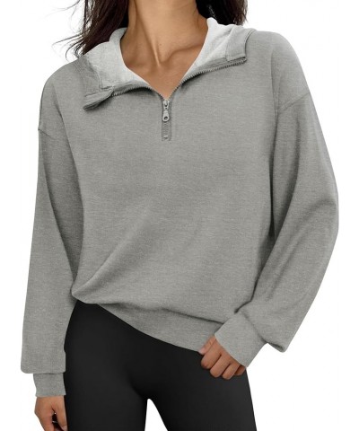 Women's Cropped Hoodie Fleece Lined Half Zip Pullover Sweatshirt Long Sleeve Tops with Thumb Hole Grey $14.52 Hoodies & Sweat...
