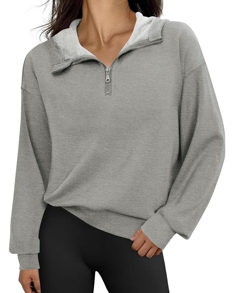 Women's Cropped Hoodie Fleece Lined Half Zip Pullover Sweatshirt Long Sleeve Tops with Thumb Hole Grey $14.52 Hoodies & Sweat...