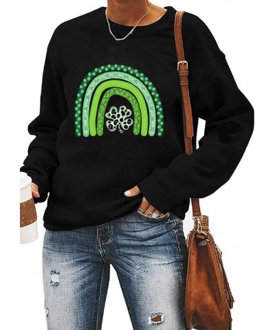St Patricks Day Sweatshirt Women Lucky St Patty Day Shirt Long Sleeve St Patricks Graphic Tops Black $18.69 Hoodies & Sweatsh...