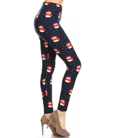 Womens High Waist Christmas Holiday Winter Leggings Navy Snow Penguin $9.98 Leggings