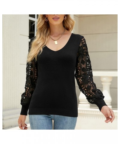 Women Ribbed Knit Sweater Lightweight Slim Jumper Casual Long Sleeve Fall Pullover Elegant Sweaters Shirts Blouse Black01 $9....