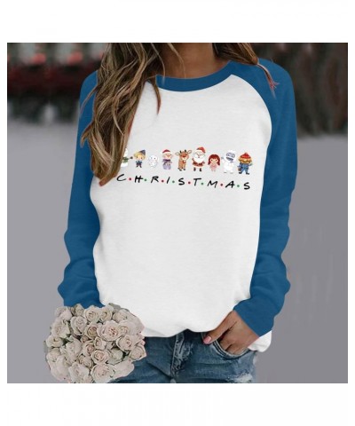 Christmas Sweatshirts for Women Christmas Tree Graphic Pullover Sweatshirt Cute Crewneck Christmas Gnome Shirts Tops R-sky Bl...