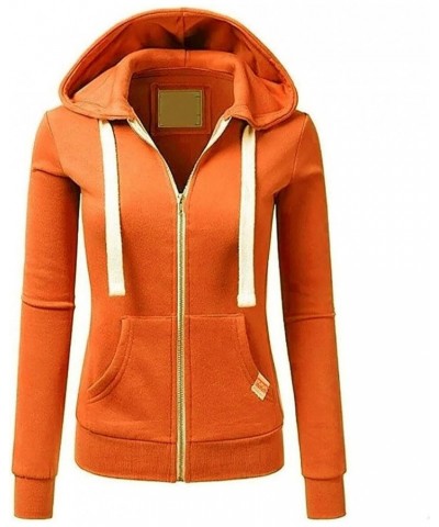 Womens Hooded Sports Set Long Sleeve Zip Up Sweatsuits 2 Piece Sports Outfit Casual Sweatpants Joggers Set 02&orange $11.76 O...