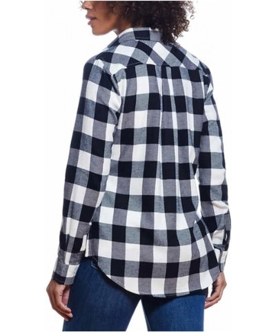 Womens Casual Soft Brushed Plaid Button-Down Flannel Shirt Caviar Buffalo $22.48 Blouses