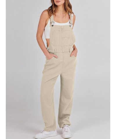 Women's Overalls Casual Loose Fit Adjustable Strap Denim Bib Overall Jeans Pants Jumpsuits Apricot $21.56 Overalls