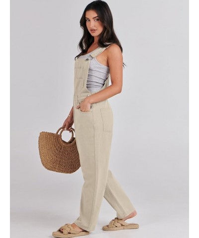 Women's Overalls Casual Loose Fit Adjustable Strap Denim Bib Overall Jeans Pants Jumpsuits Apricot $21.56 Overalls