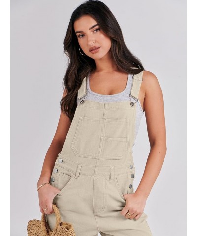 Women's Overalls Casual Loose Fit Adjustable Strap Denim Bib Overall Jeans Pants Jumpsuits Apricot $21.56 Overalls