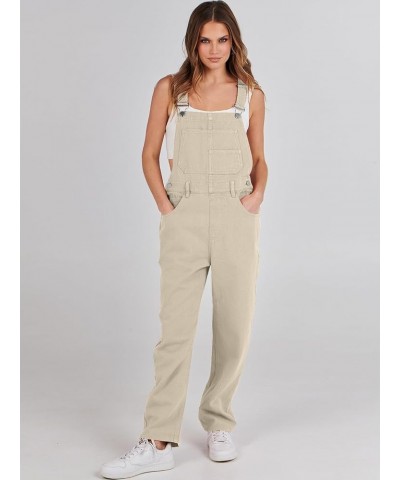 Women's Overalls Casual Loose Fit Adjustable Strap Denim Bib Overall Jeans Pants Jumpsuits Apricot $21.56 Overalls