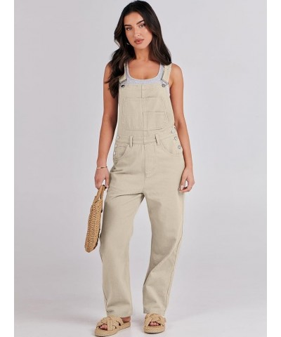 Women's Overalls Casual Loose Fit Adjustable Strap Denim Bib Overall Jeans Pants Jumpsuits Apricot $21.56 Overalls