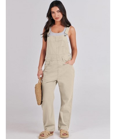 Women's Overalls Casual Loose Fit Adjustable Strap Denim Bib Overall Jeans Pants Jumpsuits Apricot $21.56 Overalls