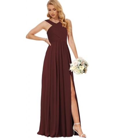 Chiffon Bridesmaid Dresses for Women Crisscross Neck Wedding Guest Dress with Slit Corset Formal Evening Gown Champagne $36.0...