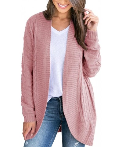 Womens Loose Open Front Cardigan Long Sleeve Casual Lightweight Soft Knit Sweaters Coat with Pockets Z Cable Pink $23.93 Swea...