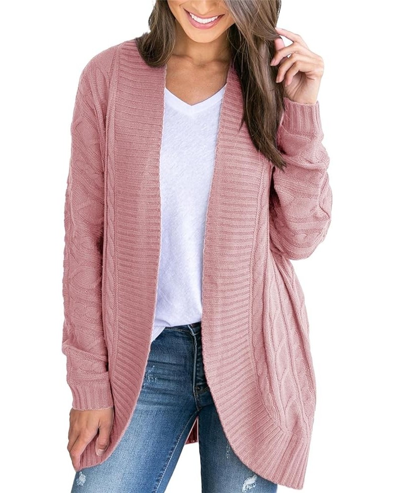 Womens Loose Open Front Cardigan Long Sleeve Casual Lightweight Soft Knit Sweaters Coat with Pockets Z Cable Pink $23.93 Swea...