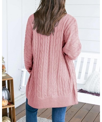 Womens Loose Open Front Cardigan Long Sleeve Casual Lightweight Soft Knit Sweaters Coat with Pockets Z Cable Pink $23.93 Swea...