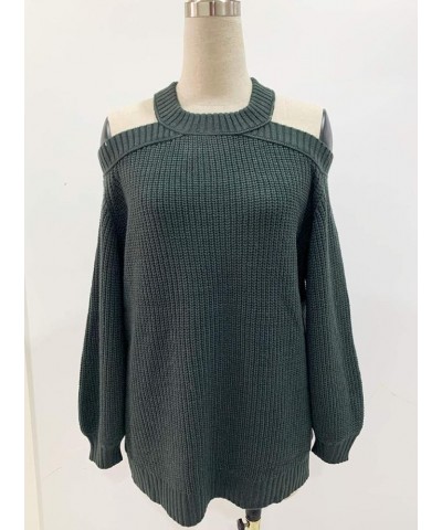 Women Casual Baggy Sweater Knitted Cold Shoulder Hollow Out Backless Sweaters Grey $11.43 Sweaters