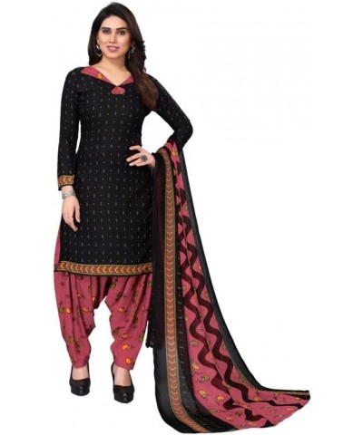 Fully Stiched New Punjabi Style Salwar Suit of Crepe Fabric with Chiffon Dupatta for Women Black!.27 $20.42 Suits