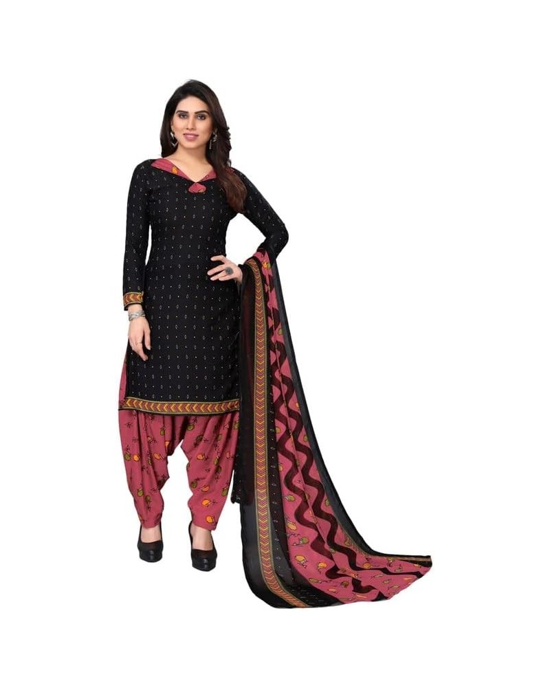 Fully Stiched New Punjabi Style Salwar Suit of Crepe Fabric with Chiffon Dupatta for Women Black!.27 $20.42 Suits