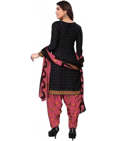 Fully Stiched New Punjabi Style Salwar Suit of Crepe Fabric with Chiffon Dupatta for Women Black!.27 $20.42 Suits