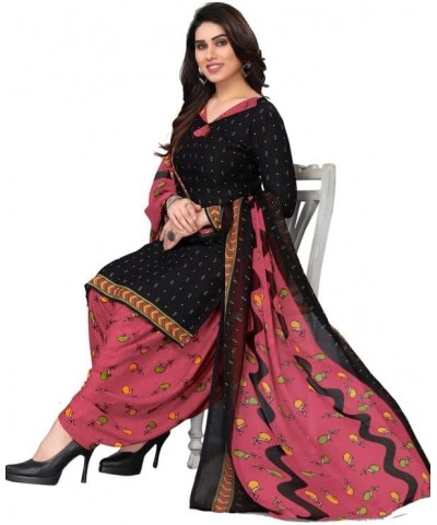 Fully Stiched New Punjabi Style Salwar Suit of Crepe Fabric with Chiffon Dupatta for Women Black!.27 $20.42 Suits