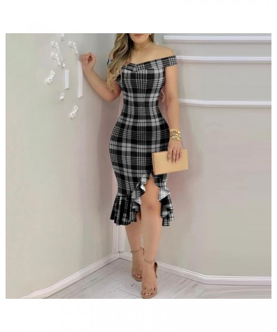 Women's Mini Dresses Summer Sexy Off Shoulder Short Sleeve Sequin Ruffle Irregular Dresses Casual Cocktail X-dark Gray $6.62 ...