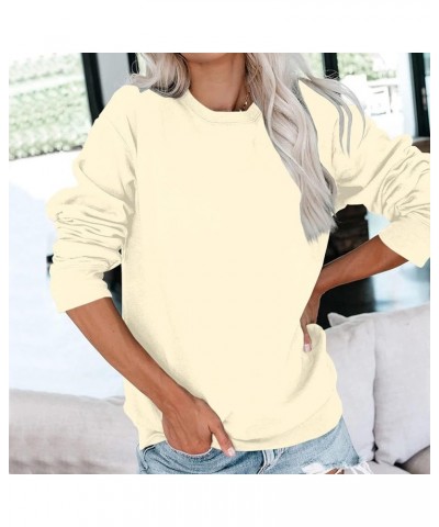 Fall Long Sleeve Sweatshirt Women's Solid/Fade Color Loose Tops Crewneck Pullover Hoodies Sporty Trendy Sweatshirts B-beige $...