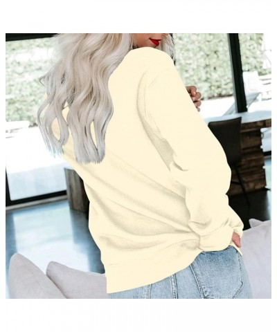 Fall Long Sleeve Sweatshirt Women's Solid/Fade Color Loose Tops Crewneck Pullover Hoodies Sporty Trendy Sweatshirts B-beige $...