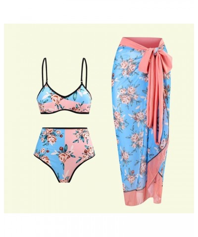 One Piece Bathing Suit for Women Bikini Sarong Maxi Wrap Skirts 2 Piece Floral Print Tankini Swimsuits Cover Up Set C4pink $1...