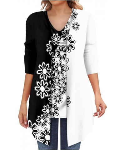 Women's 3/4 Sleeve Cardigan+Sleeveless Vest Two-Piece Set Casual Printed 3/4 Sleeve Long Cardigan Vest Set Fall 02-white $10....