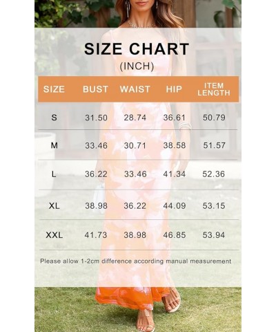 Women's 2024 Summer Floral Spaghetti Strap Maxi Dress Stretch Sexy Bodycon Dress Backless Slip Long Dresses B-light Orange $2...