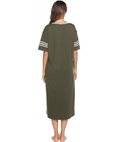 Long Nightgown, Womens V Neck Loungewear Oversized Sleepwear Loose Sleep Dress S-4XL Army Green $14.08 Sleep & Lounge