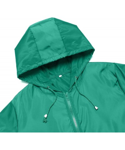 Women's Waterproof Raincoat Lightweight Rain Jacket Hooded Windbreaker with Pocket for Outdoor Lake Green $17.02 Coats