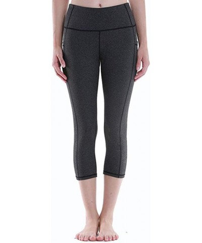 3/4 Yoga Pants for Women with Pockets High Waist Tummy Control Leggings Dri Fit Slim Athletic Pants Black $17.48 Activewear