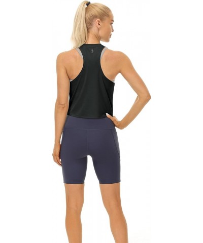 Racerback Workout Tank Tops for Women, High Neck Athletic Gym Running Yoga Crop Tops Black $11.50 Activewear