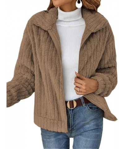 Autumn and Winter plush warm tup cardigan lapel short coat Baby Blue $13.56 Sweaters