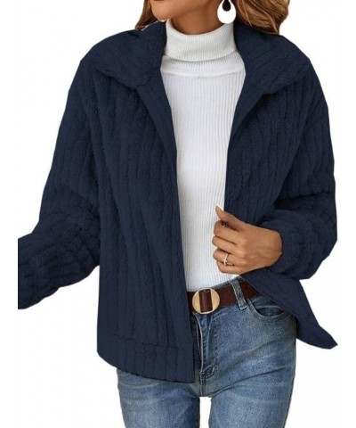 Autumn and Winter plush warm tup cardigan lapel short coat Baby Blue $13.56 Sweaters