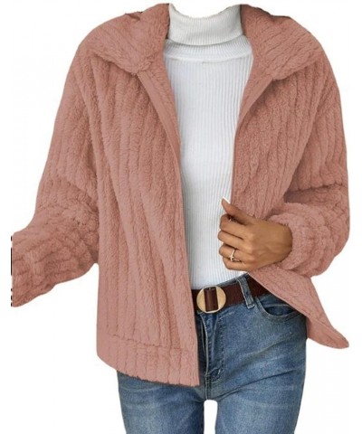 Autumn and Winter plush warm tup cardigan lapel short coat Baby Blue $13.56 Sweaters