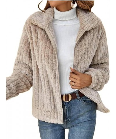 Autumn and Winter plush warm tup cardigan lapel short coat Baby Blue $13.56 Sweaters