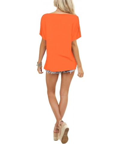 Women's Off Shoulder Tops Short Sleeve Casual Loose Batwing Shirts Oversized Blouse Tunic Orange $16.51 Tops