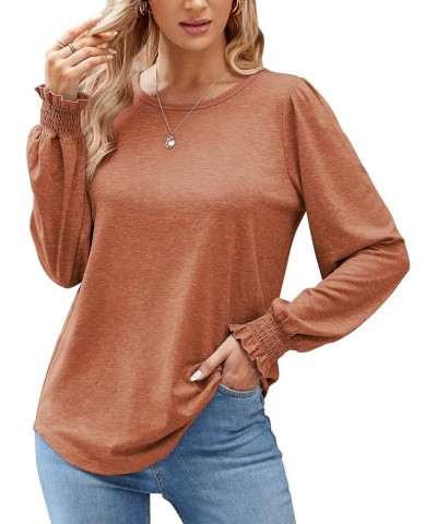 Womens Shirts Long Sleeve Tops Crew Neck Ruffle Dressy Casual Blouse Loose T Shirts Red $11.25 Blouses